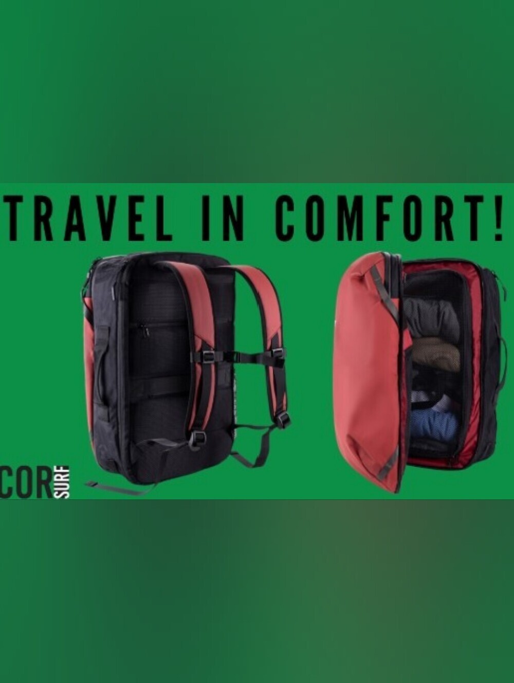 Red 28L COR Surf Travel Backpack $90 (retail $120) - Picture 3 of 8